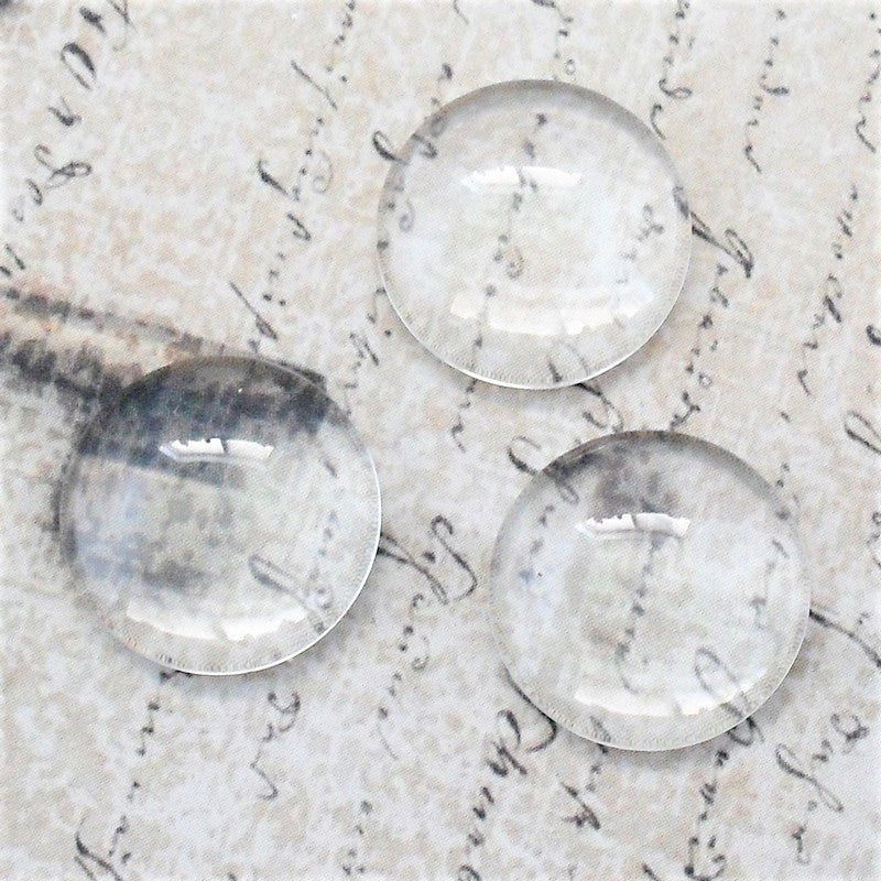 25 Round Domed 16mm Clear Glass Cabochons