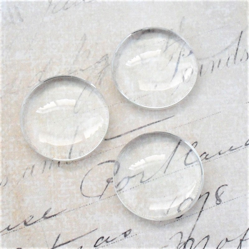20 Round Domed 20mm Clear Glass Cabochons