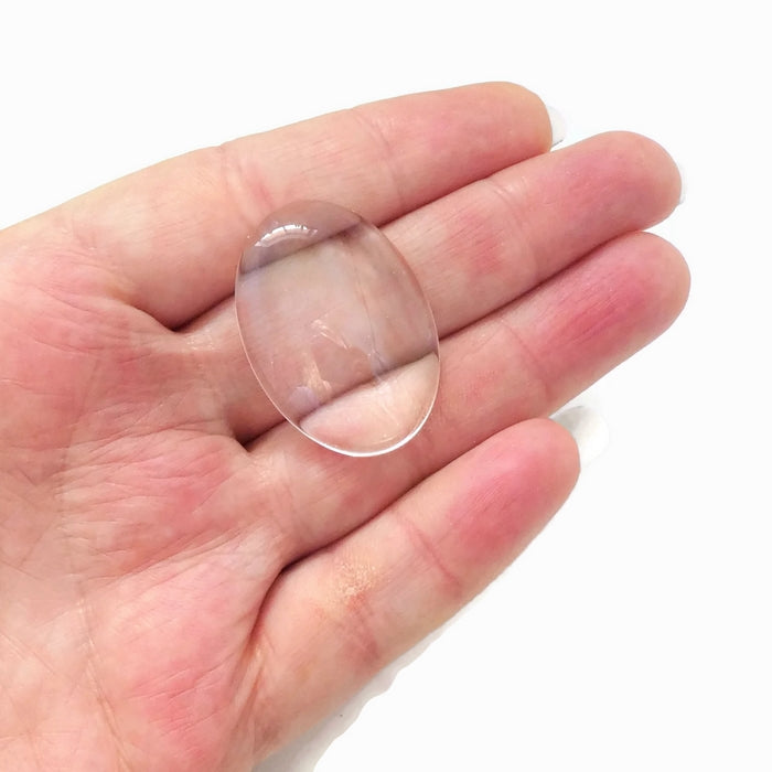 10 Clear Glass 25mm x 35mm Oval Cabochons