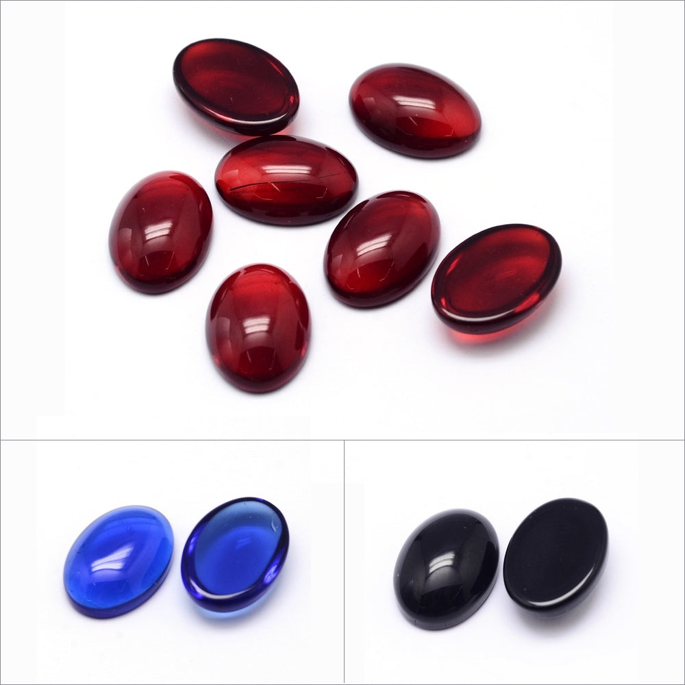 5 Coloured Glass 18mm x 13mm Oval Cabochons