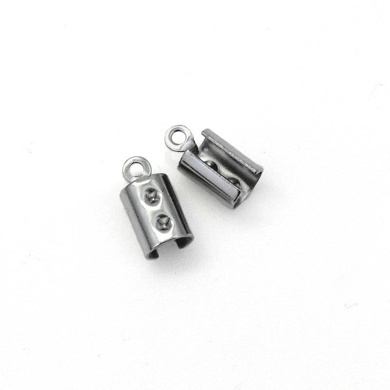 20 Stainless Steel Cylinder 4mm Cord Ends