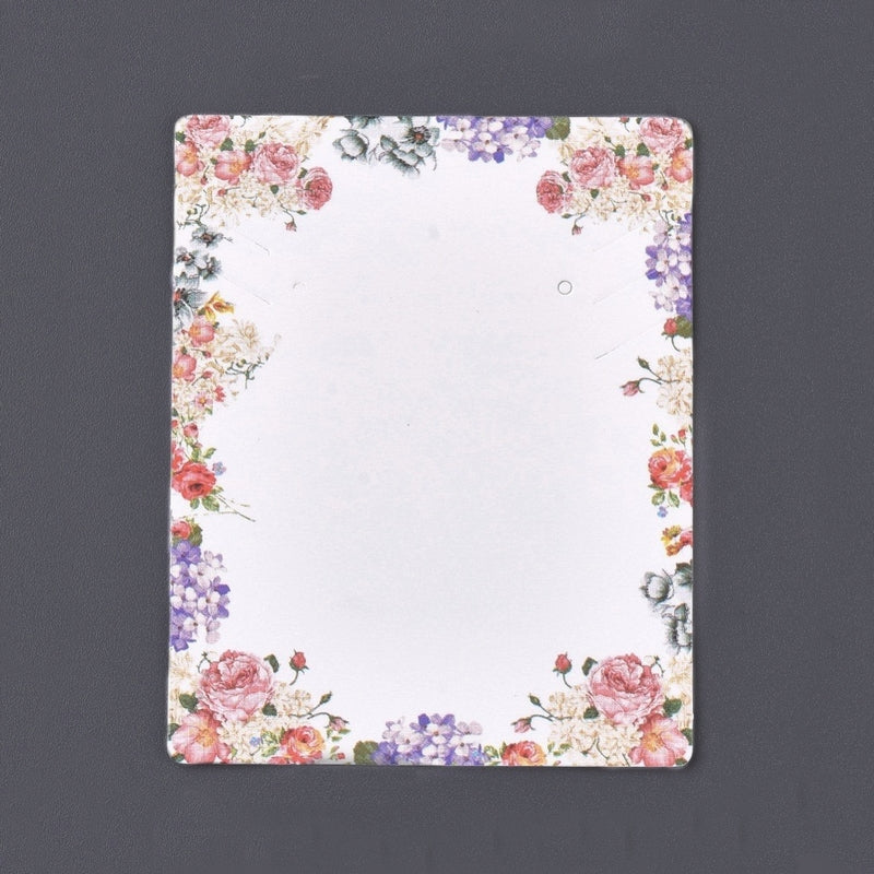 50 White & Country Rose Floral Design Jewellery Display Cards