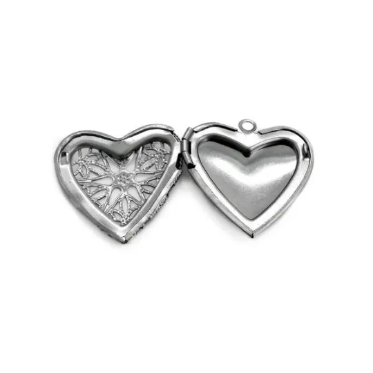 3 Stainless Steel Hollow Filigree Heart Locket Pendants