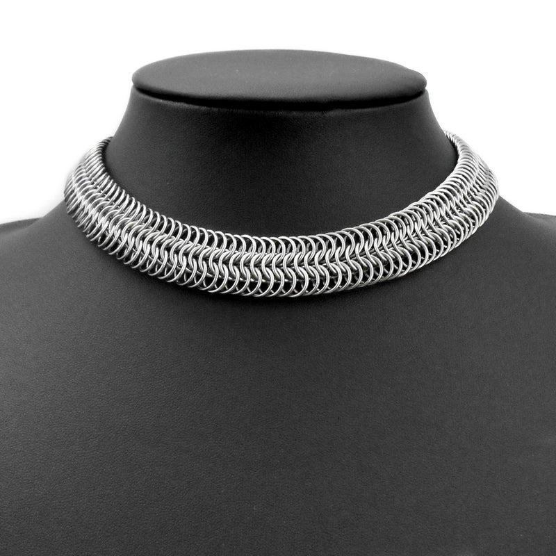 Stainless Steel Narrow Chain Maille Collar Necklace