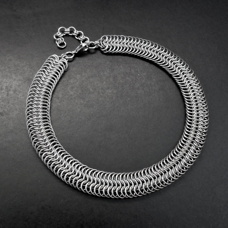 Stainless Steel Narrow Chain Maille Collar Necklace