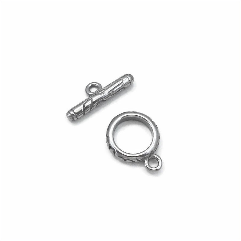 1 Etched Stainless Steel Toggle Clasp Set