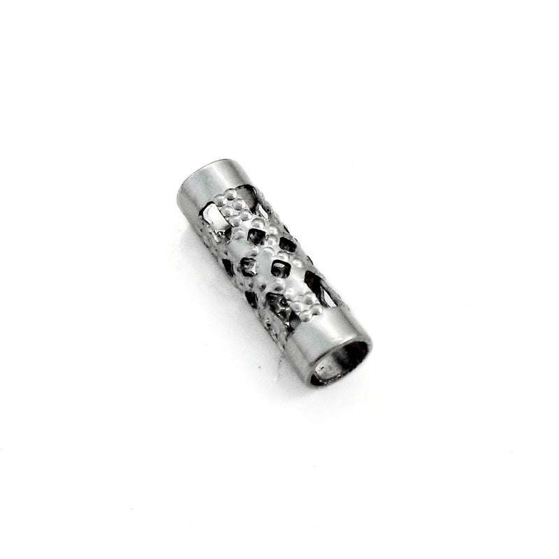 25 Hollow Stainless Steel Filigree Tube Beads