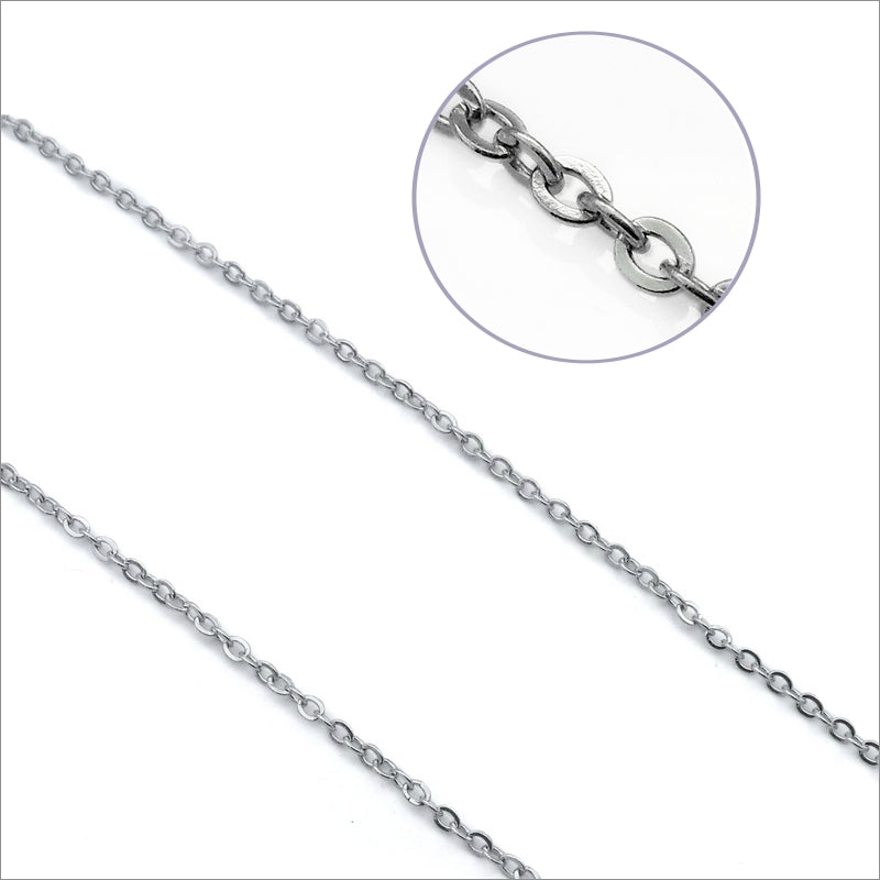 5m Stainless Steel 1.5mm x 1mm Soldered Flat Link Cable Chain