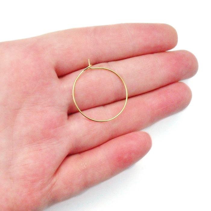 Gold Tone Stainless Steel 25mm Round Hoops