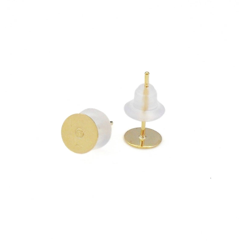 25 Pairs Gold Tone Stainless Steel 6mm Pad Studs