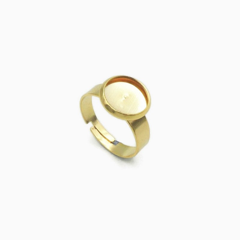 5 Gold Tone Stainless Steel 10mm Cabochon Ring Settings