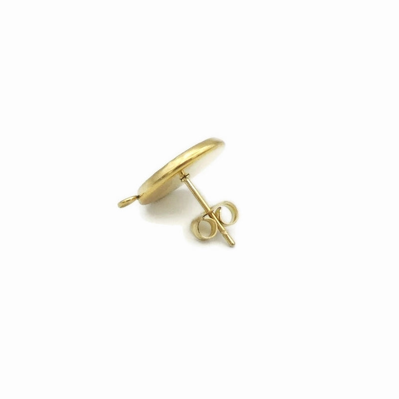 Gold Tone 12mm Cabochon Stud Settings with Loops
