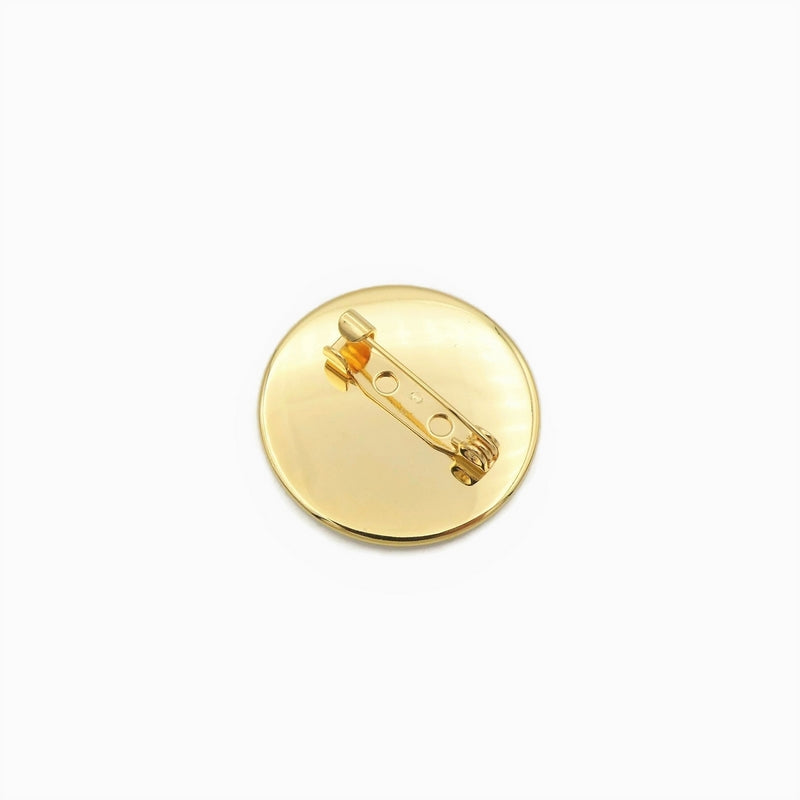 5 Gold Tone Stainless Steel 25mm Round Cabochon Brooch Settings