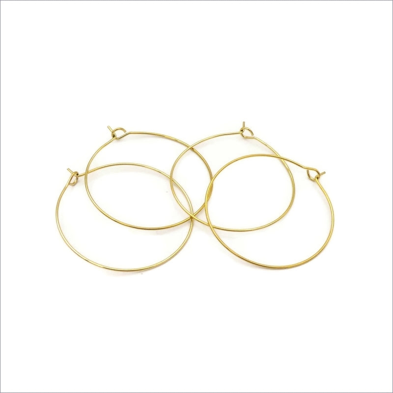 10 Gold Tone Stainless Steel 35mm Round Hoops