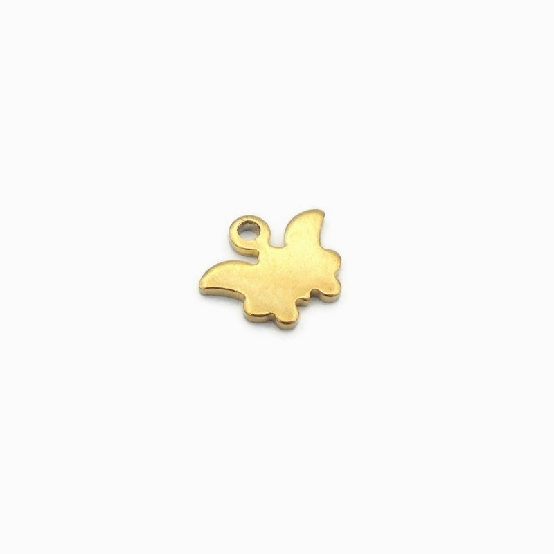 15 Gold Tone Stainless Steel Butterfly Tag Charms