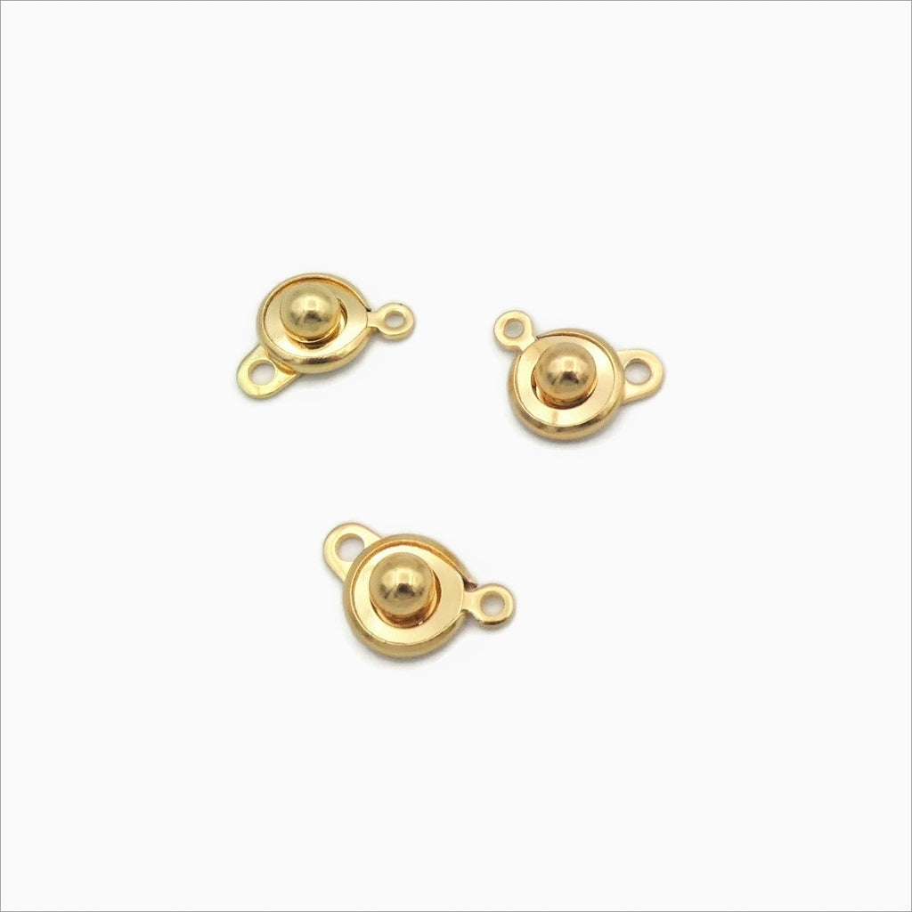 3 Gold Tone Stainless Steel Push Button Ball & Socket Clasps