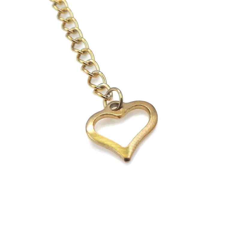 5 Gold Tone Stainless Steel Extender Chains with Heart Charm
