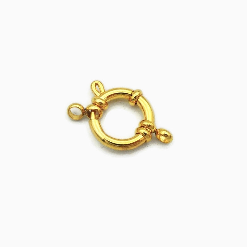 2 Gold Tone Stainless Steel 14mm Bolt Spring Ring Clasps