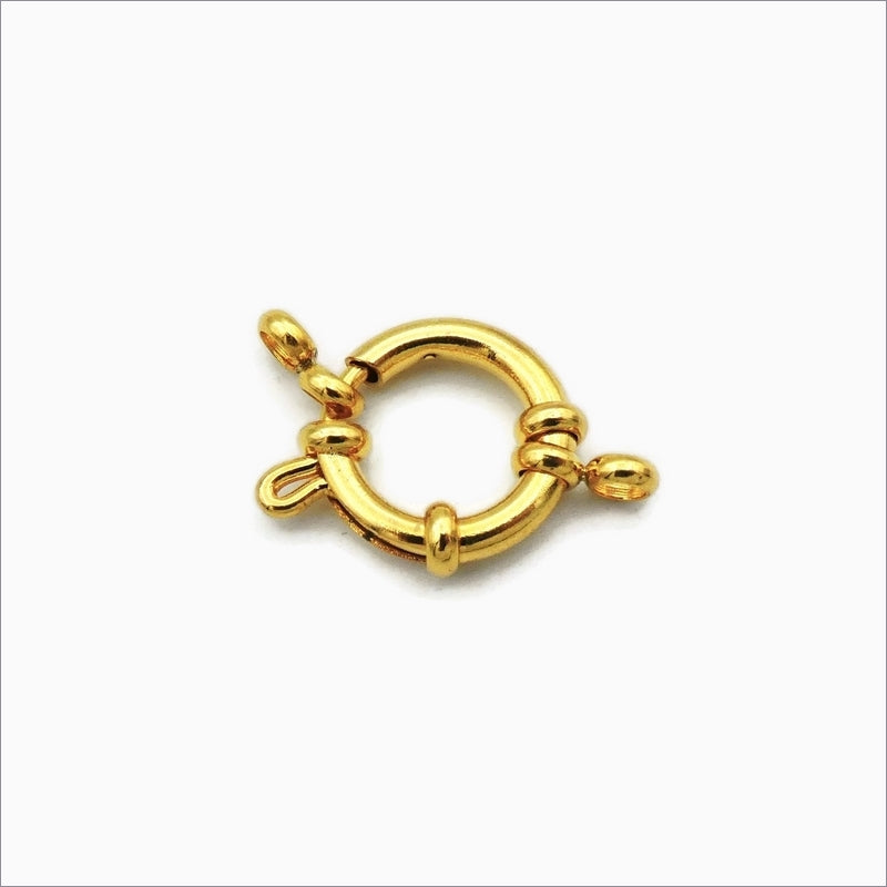 2 Gold Tone Stainless Steel 14mm Bolt Spring Ring Clasps