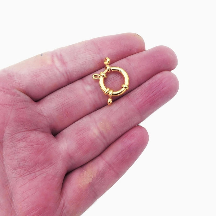 Gold Tone Stainless Steel 14mm Bolt Spring Ring Clasps – The