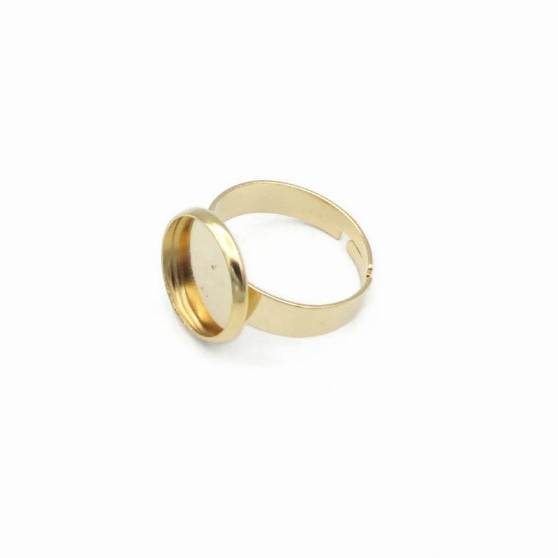 5 Gold Tone Stainless Steel 12mm Cabochon Ring Settings
