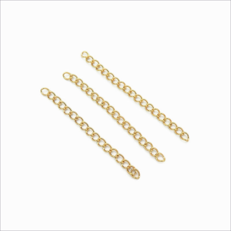 10 Stainless Steel Mixed Length Gold Tone Extender Chains 47mm-53mm