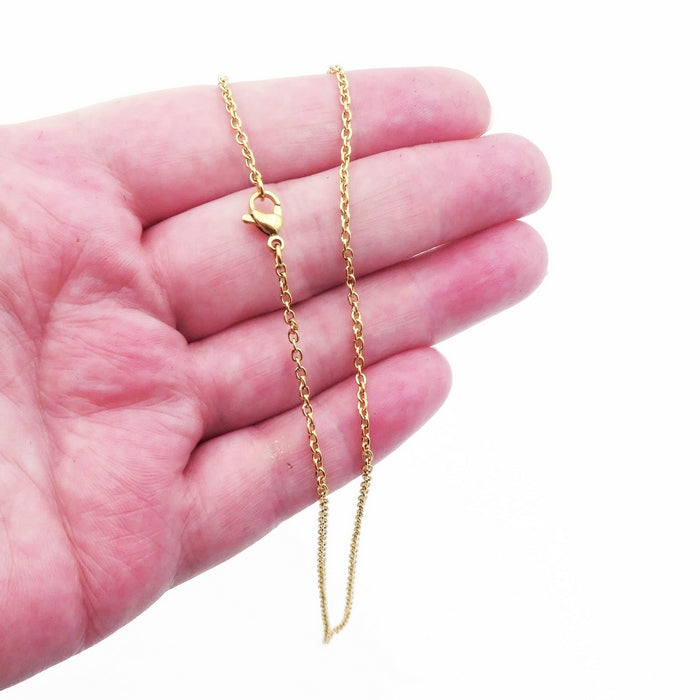 3 Gold Tone Stainless Steel Fine Cable Chain Necklaces