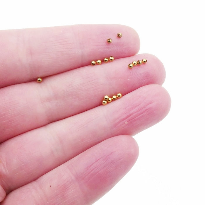 250 Tiny Gold Tone Stainless Steel 2mm Round Spacer Beads