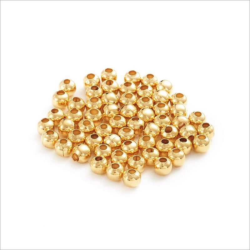200 Small Gold Tone Stainless Steel Spacer Beads 3mm x 2.5mm