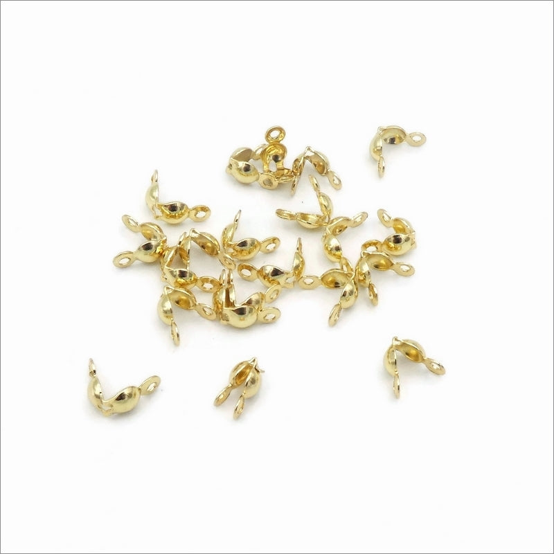 50 Gold Tone Stainless Steel Bead Tip Knot Covers