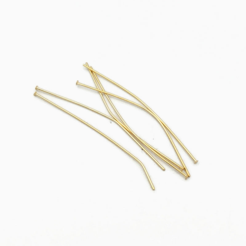 100 Unsorted Gold Tone Stainless Steel 50mm Head Pins