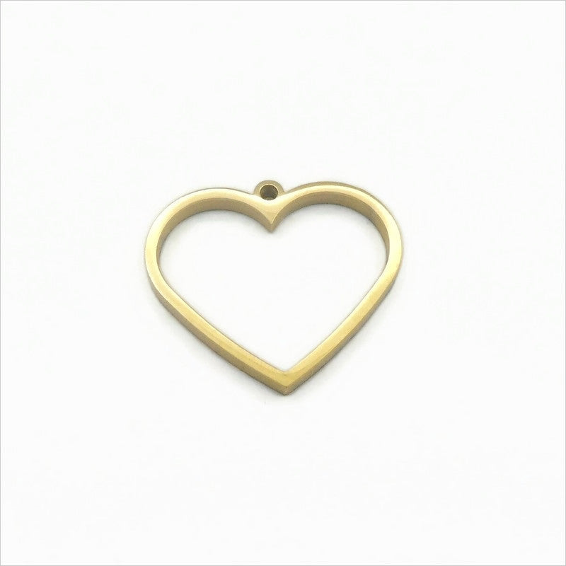 3 Gold Tone Stainless Steel Heart Shape Open Back Bezel Settings for Resin Pendants