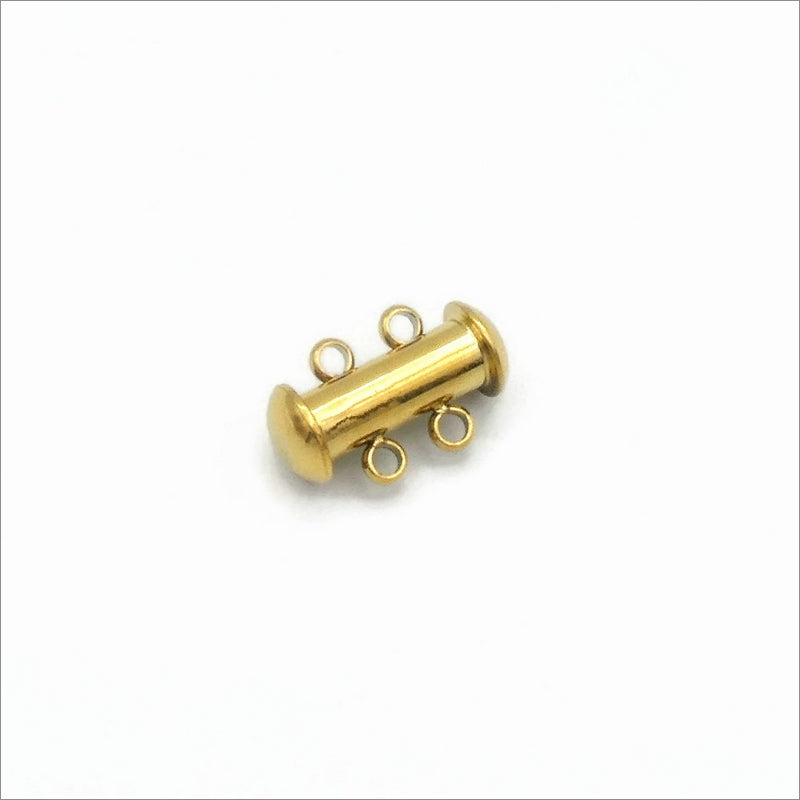 1 Gold Tone Stainless Steel 2 Strand Tube Clasp
