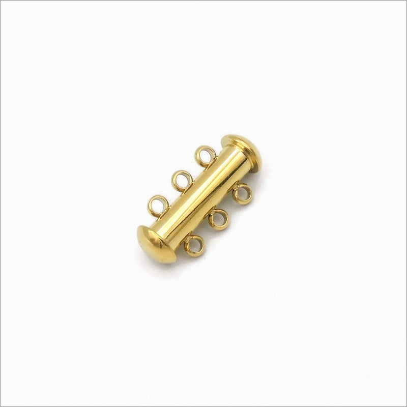 1 Gold Tone Stainless Steel 3 Strand Tube Clasp
