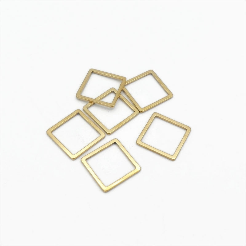 15 Gold Tone Stainless Steel 12 x 12mm Square Linking Rings