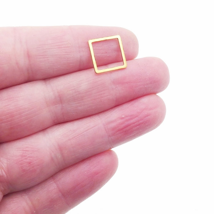 15 Gold Tone Stainless Steel 12 x 12mm Square Linking Rings