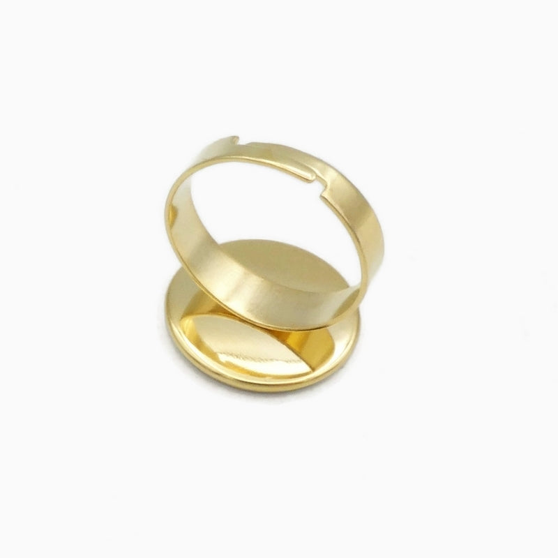 5 Gold Tone Stainless Steel 16mm Cabochon Ring Settings