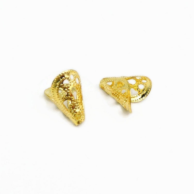 20 Gold Tone Stainless Steel 12mm x 10mm Cone Filigree Bead Caps