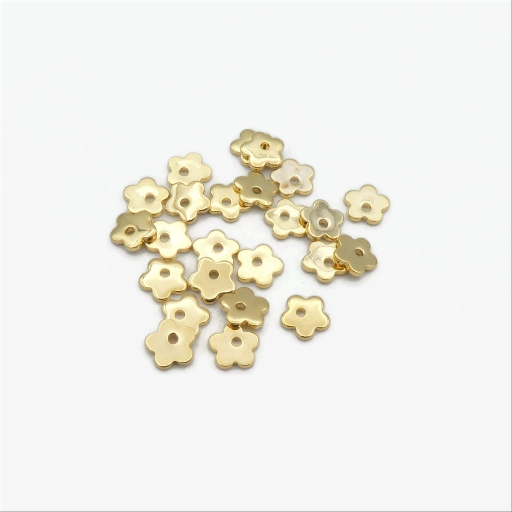 25 Small Gold Tone Stainless Steel Flower Charms