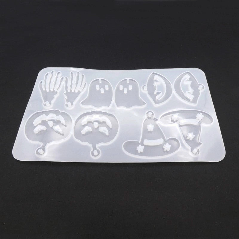 1 Silicone Halloween Theme Mould - V2 Pumpkin, Witch Hat, Ghost