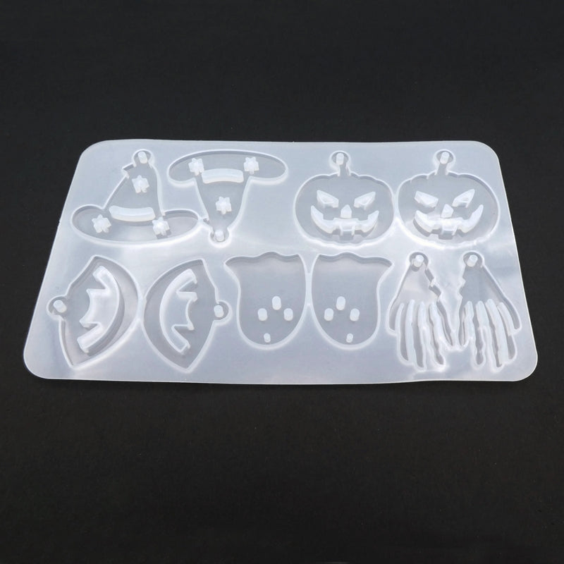 1 Silicone Halloween Theme Mould - V2 Pumpkin, Witch Hat, Ghost