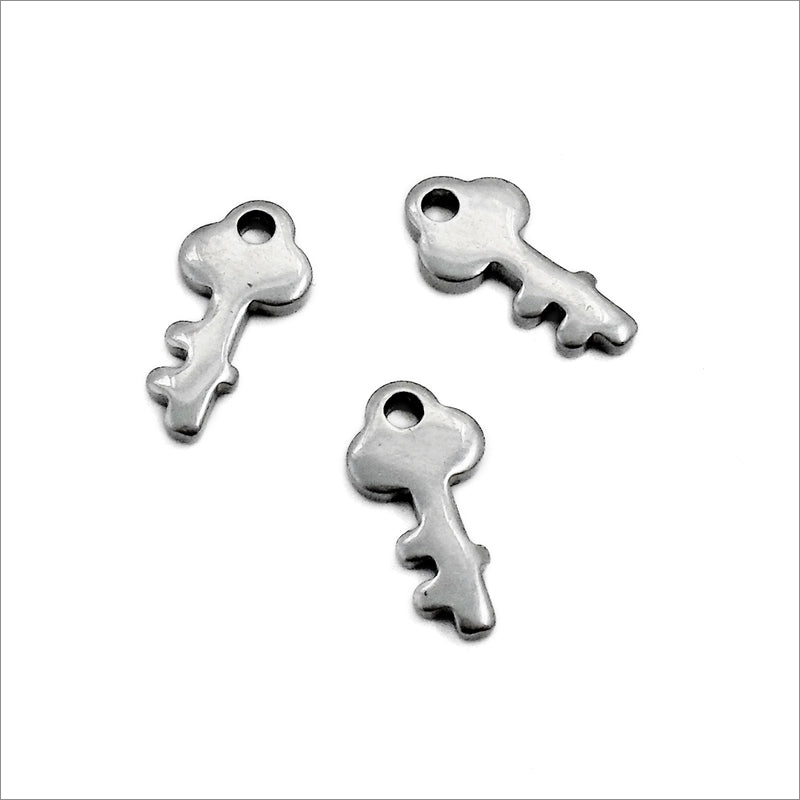 20 Small Stainless Steel Key Charms