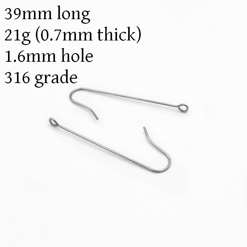25 Pairs Stainless Steel Long Drop Earring Hooks