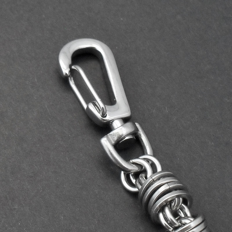 Stainless Steel Orbital Weave Wallet Chain with Skull Clasp