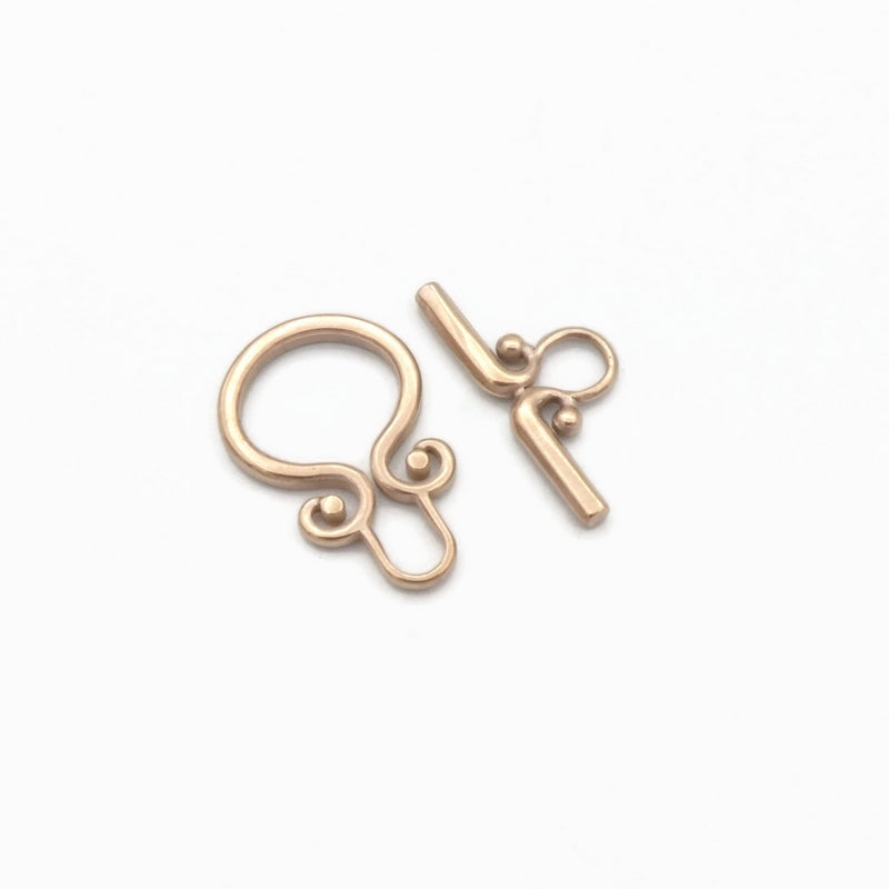 2 Rose Gold Stainless Steel Curled Scroll Toggle Clasps