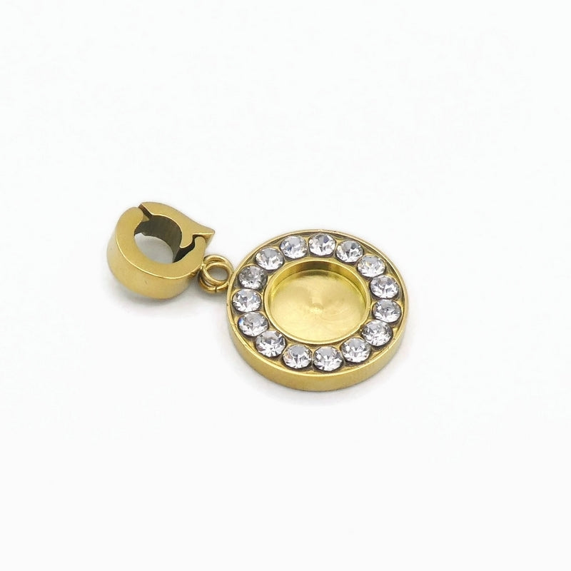 1 Premium Gold Tone Stainless Steel 10mm Round Cabochon Setting with Clip