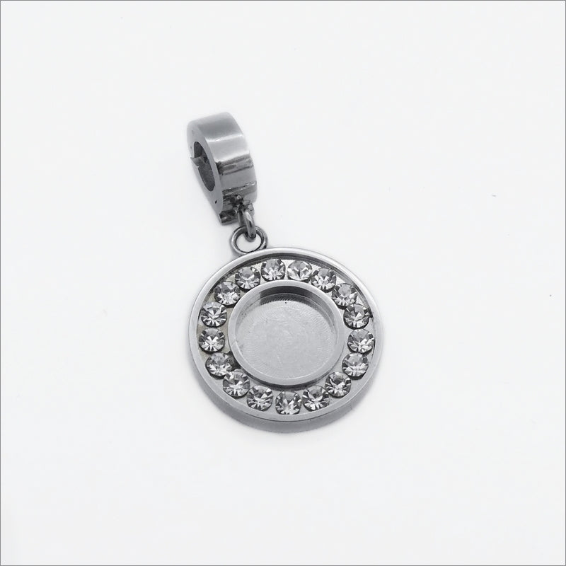 1 Premium Stainless Steel 10mm Round Cabochon Setting with Clip