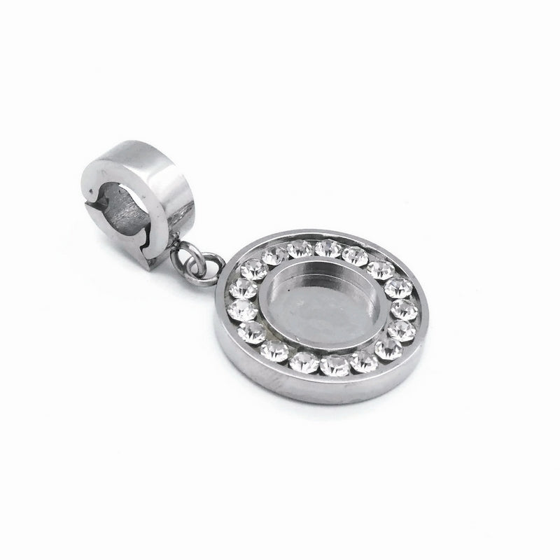 1 Premium Stainless Steel 10mm Round Cabochon Setting with Clip