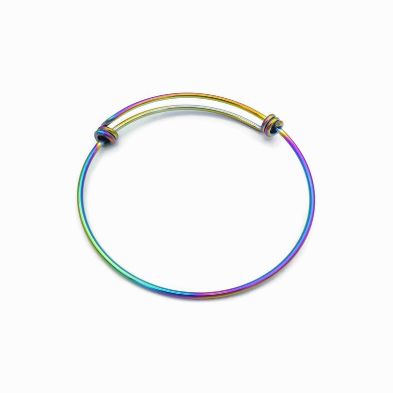 2 Stainless Steel Rainbow Anodized Expandable Bangles