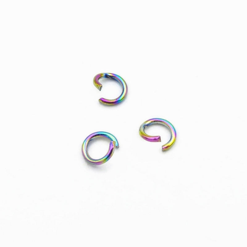 50 Rainbow Anodized 5mm x 0.8mm Open Jump Rings
